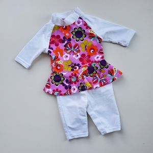 Infant rashguard long sleeve skirted peblum leggings swimsuit floral
